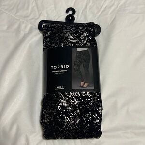 Full Length Black Leggings Pattern Sparkle Glitter